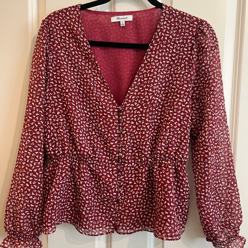 Madewell Red Floral Blouse
